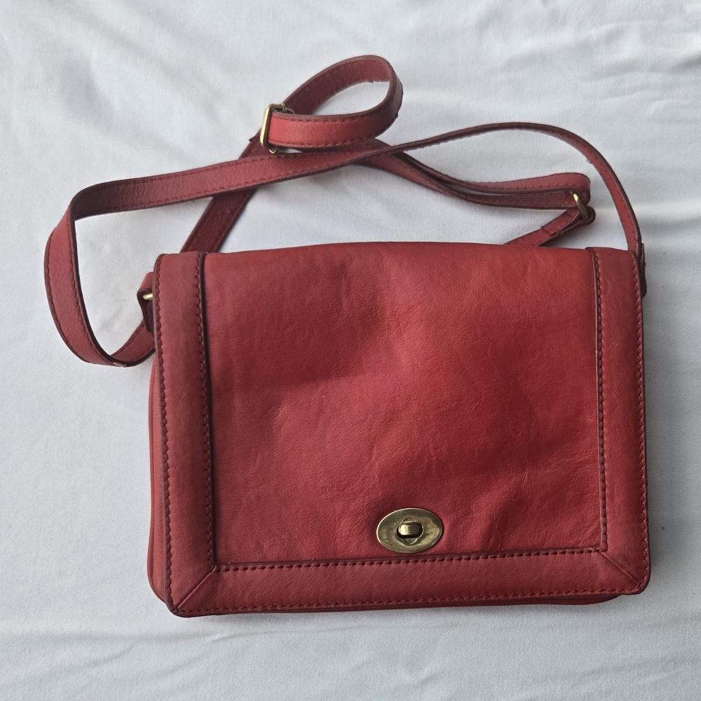 J. Crew Red Crossbody Turnlock Bag